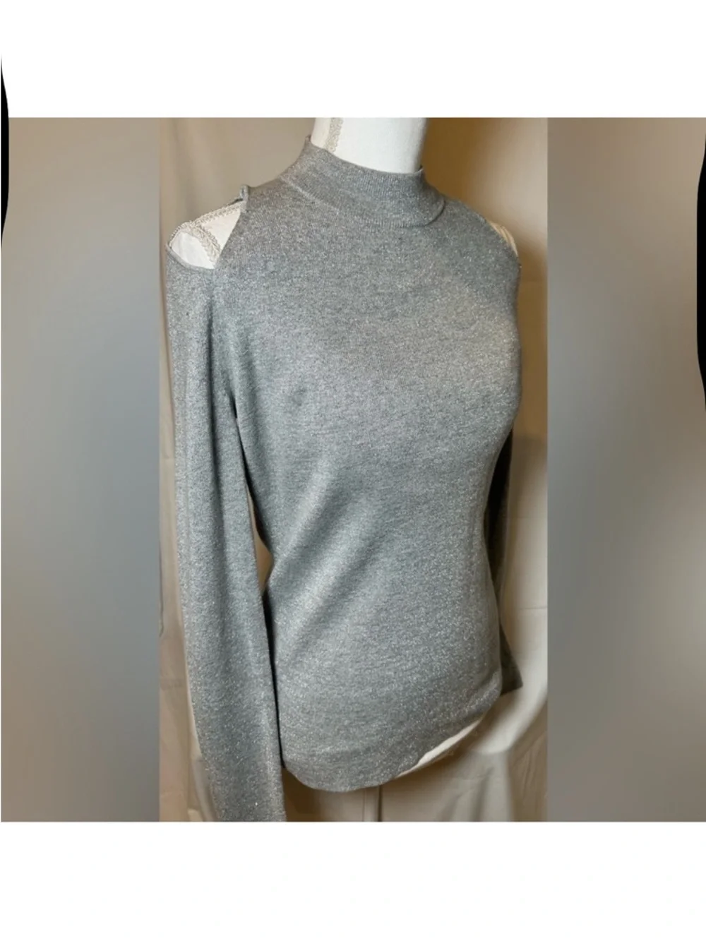 Michaels kors Cold-Shoulder Lightweight Knit Sweater in Light Gray